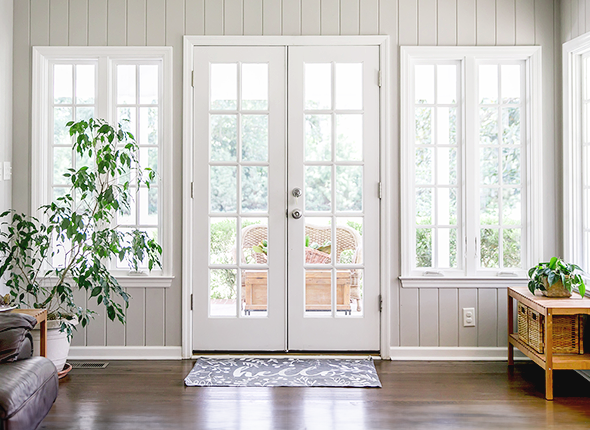 Glass doors with surrounding windows